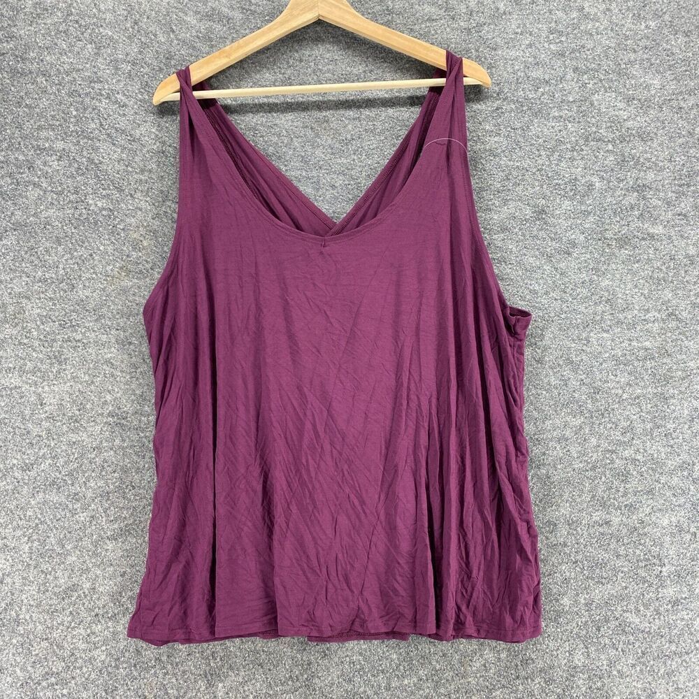 5/$45 New Adore Me Blouse Women 3X Plus Purple Sleeveless Wide Strap Rayon